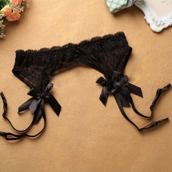 Sexy Sheer Lace Top Thigh-Highs Stockings & Garter Set NEW - Picture 4 of 6